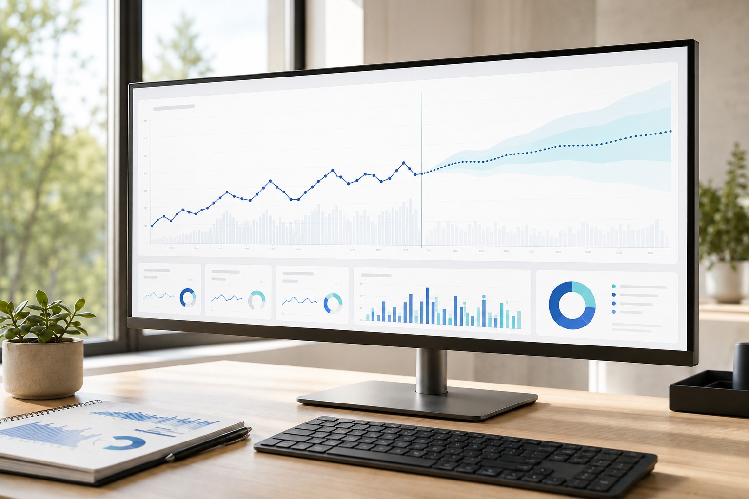 Predictive analytics and forecasting dashboard for future business performance