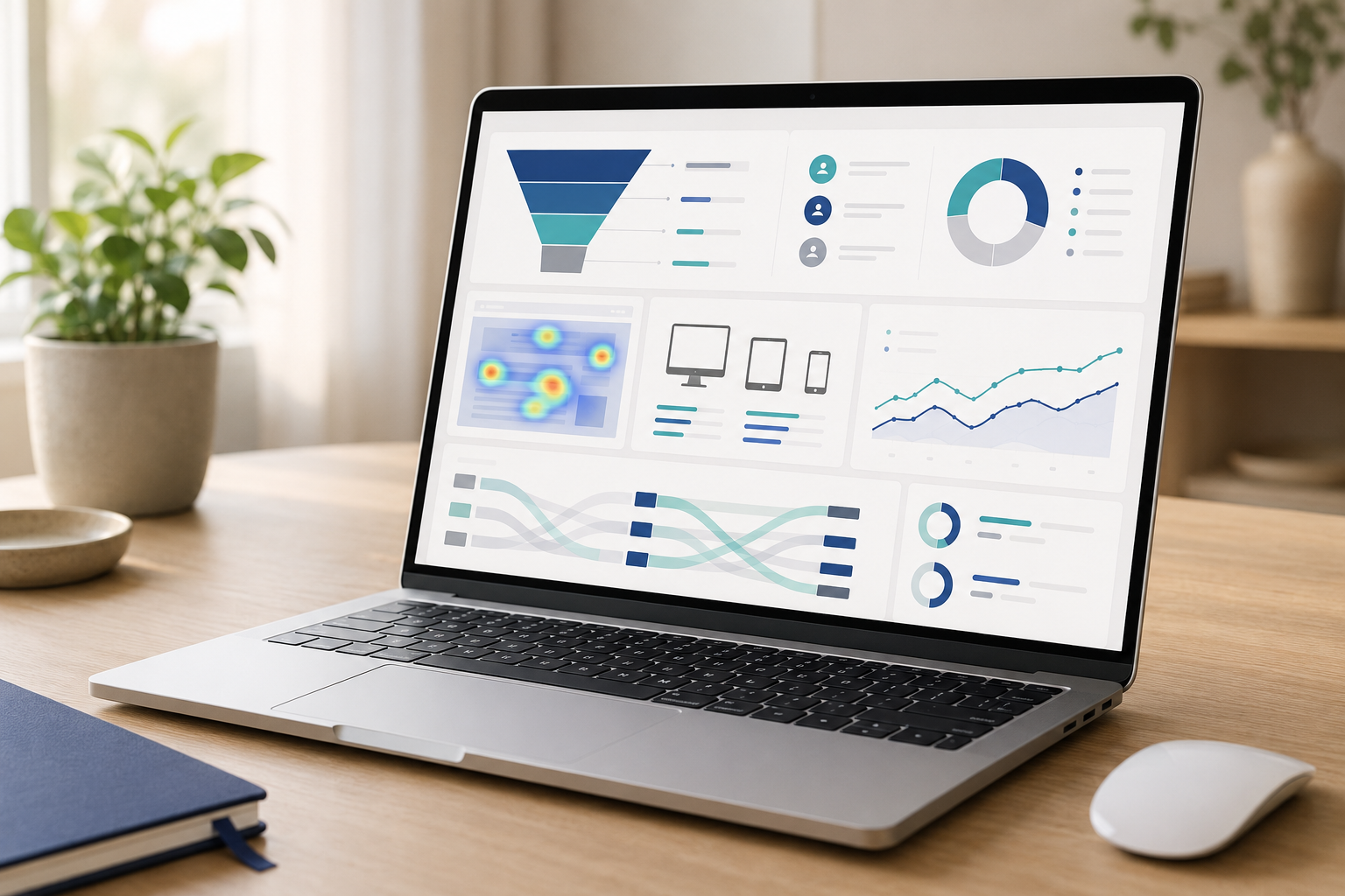 Customer behavior analytics dashboard showing audience journeys and conversion insights