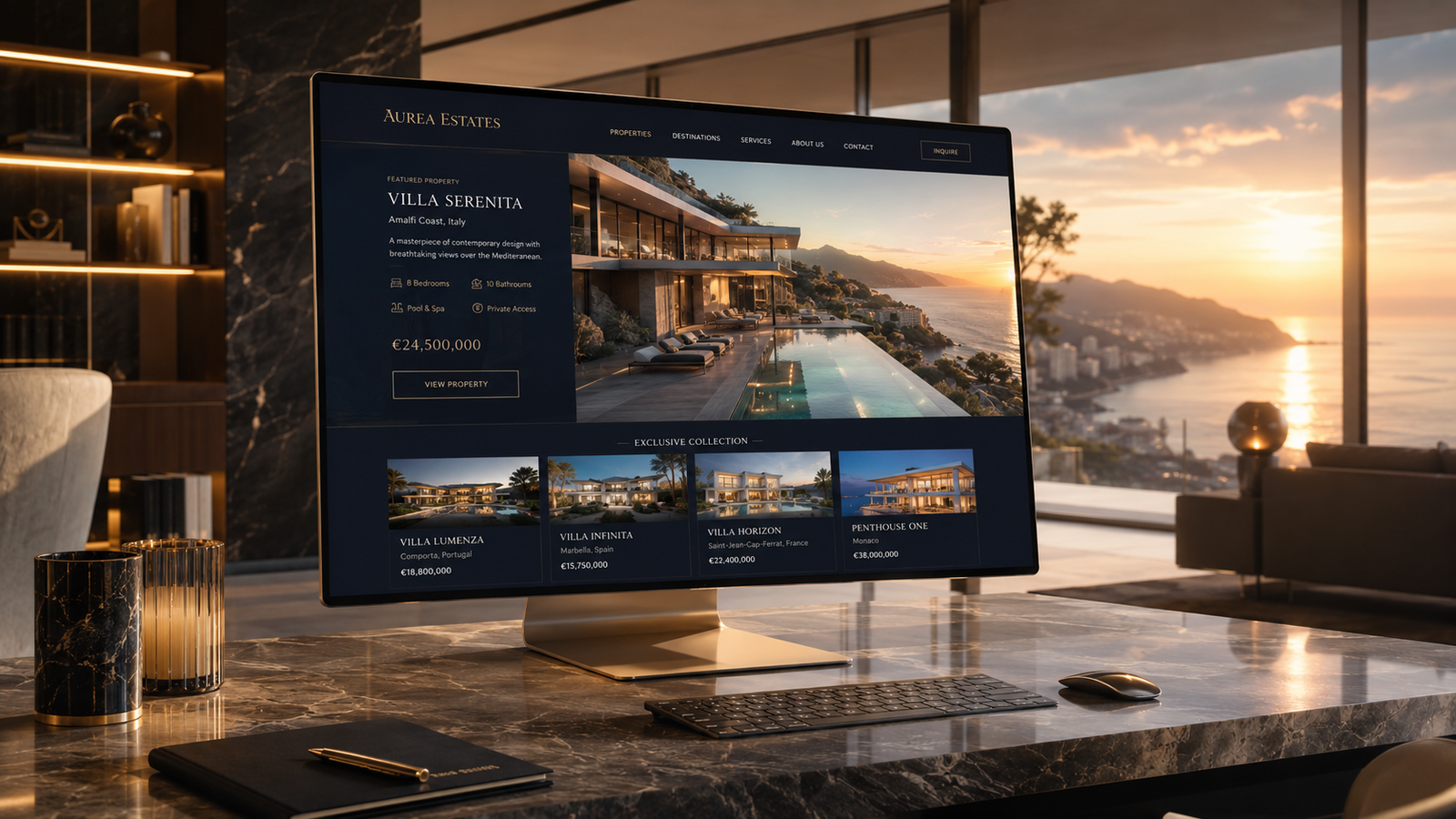 Luxury real estate website portfolio design by Raanko in Dubai