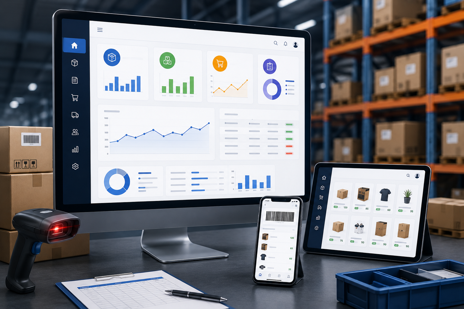 Inventory and stock management desktop software for products suppliers sales and warehouses
