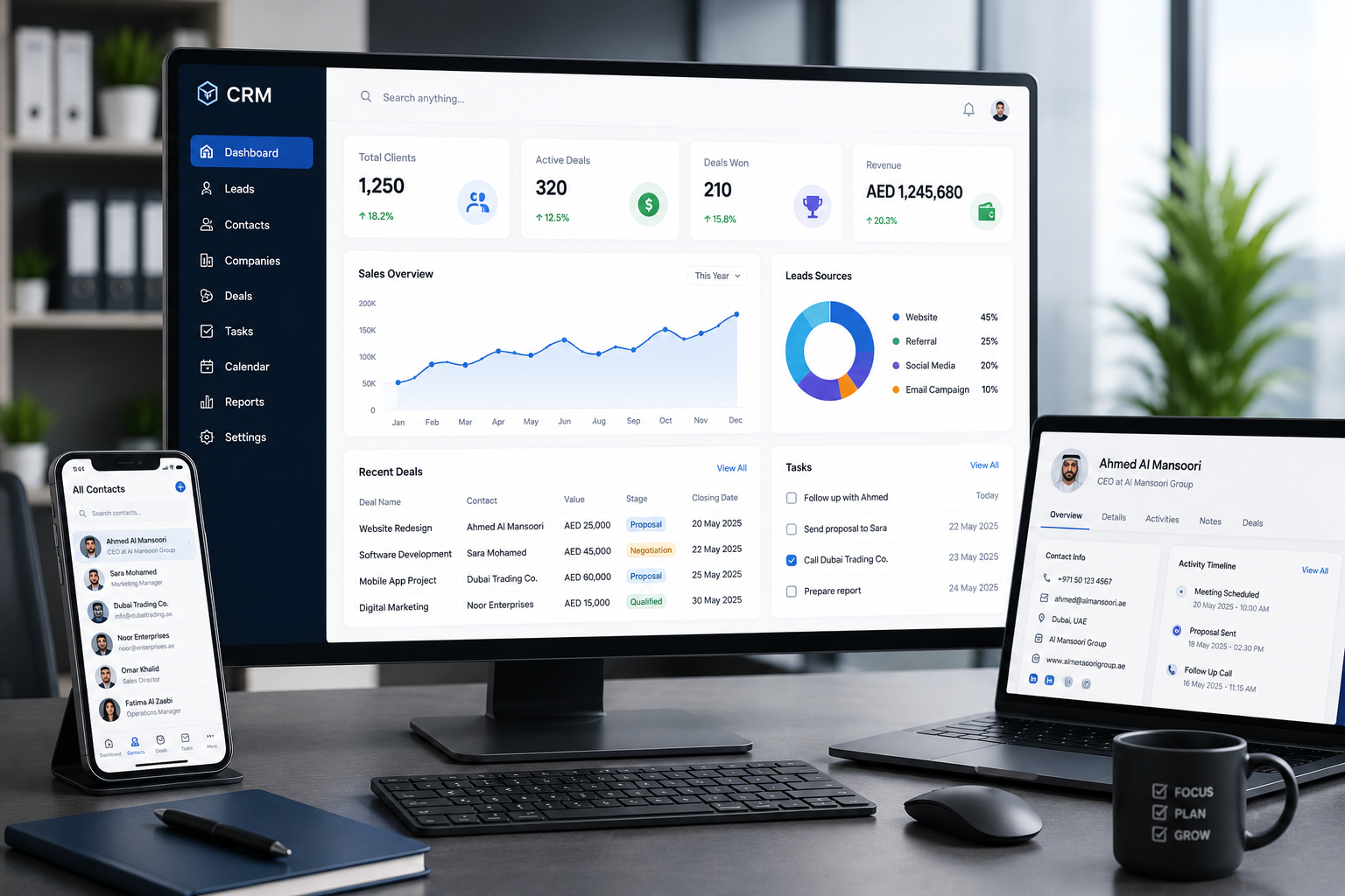 Custom CRM desktop application for clients leads contacts appointments and sales management
