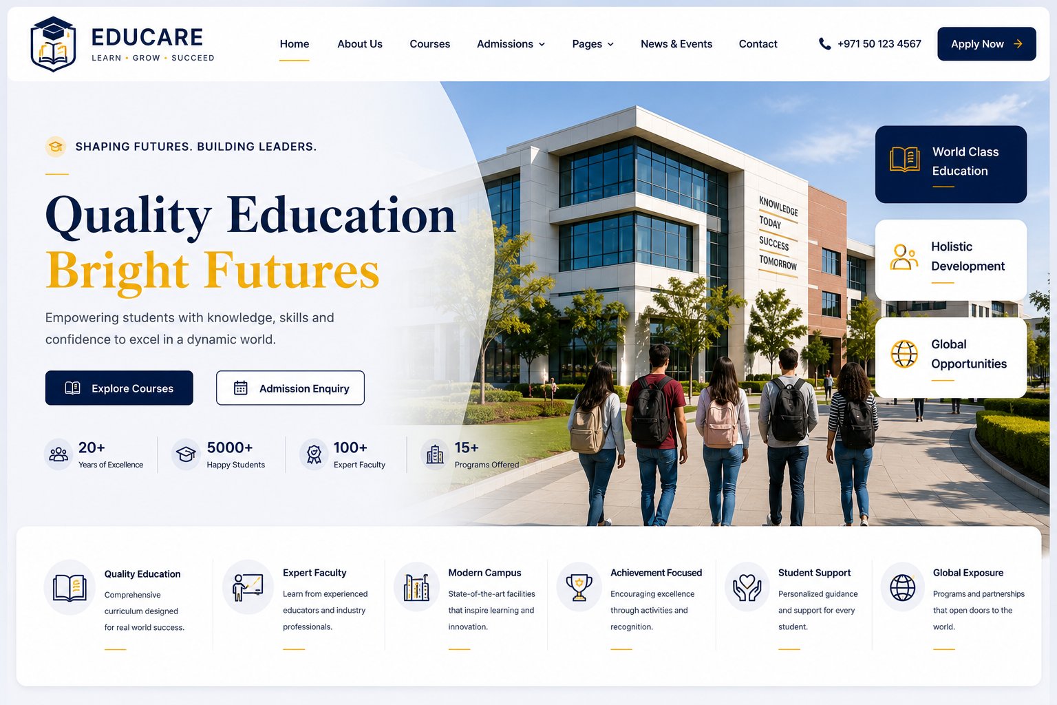 Education website design Dubai for schools courses admissions and student registration