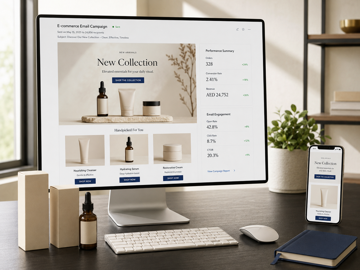 E-commerce email campaign for email marketing Dubai with product promotions and sales analytics