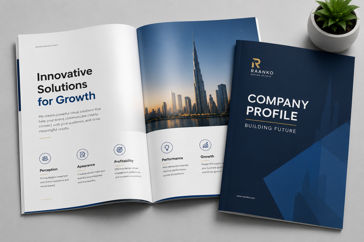 Professional brand identity and graphic design Dubai services by Raanko