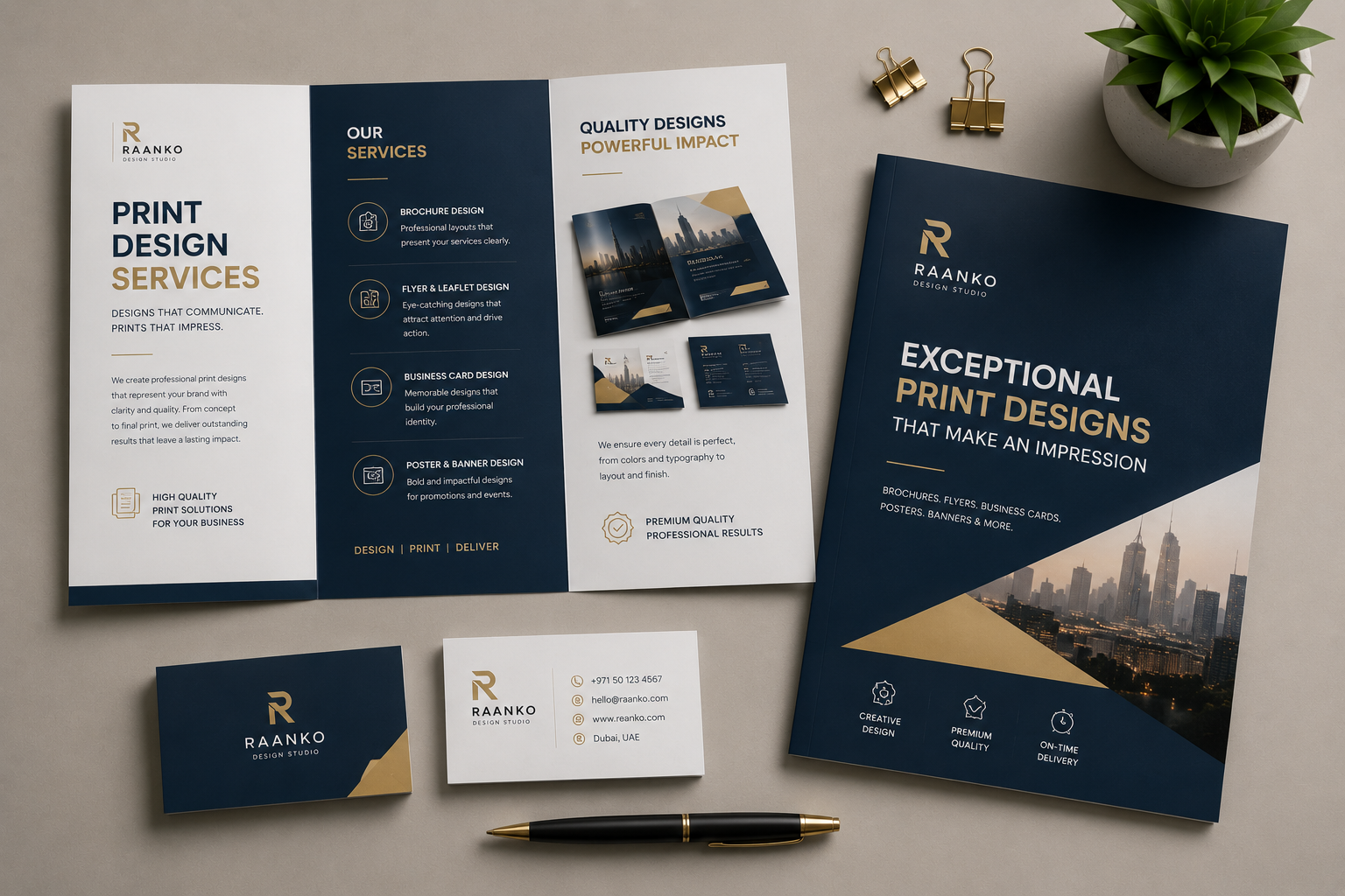 Print design services for brochures, flyers and business stationery