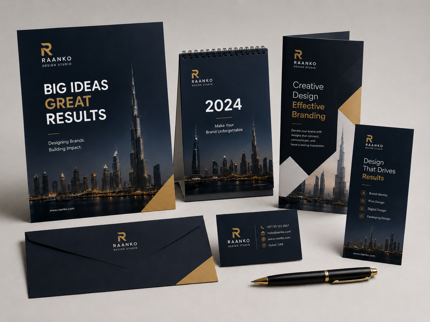 Marketing materials design including posters, banners and business promotional assets