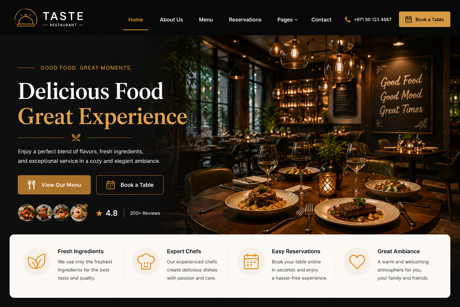 Restaurant web design Dubai website with digital menu table booking and online ordering
