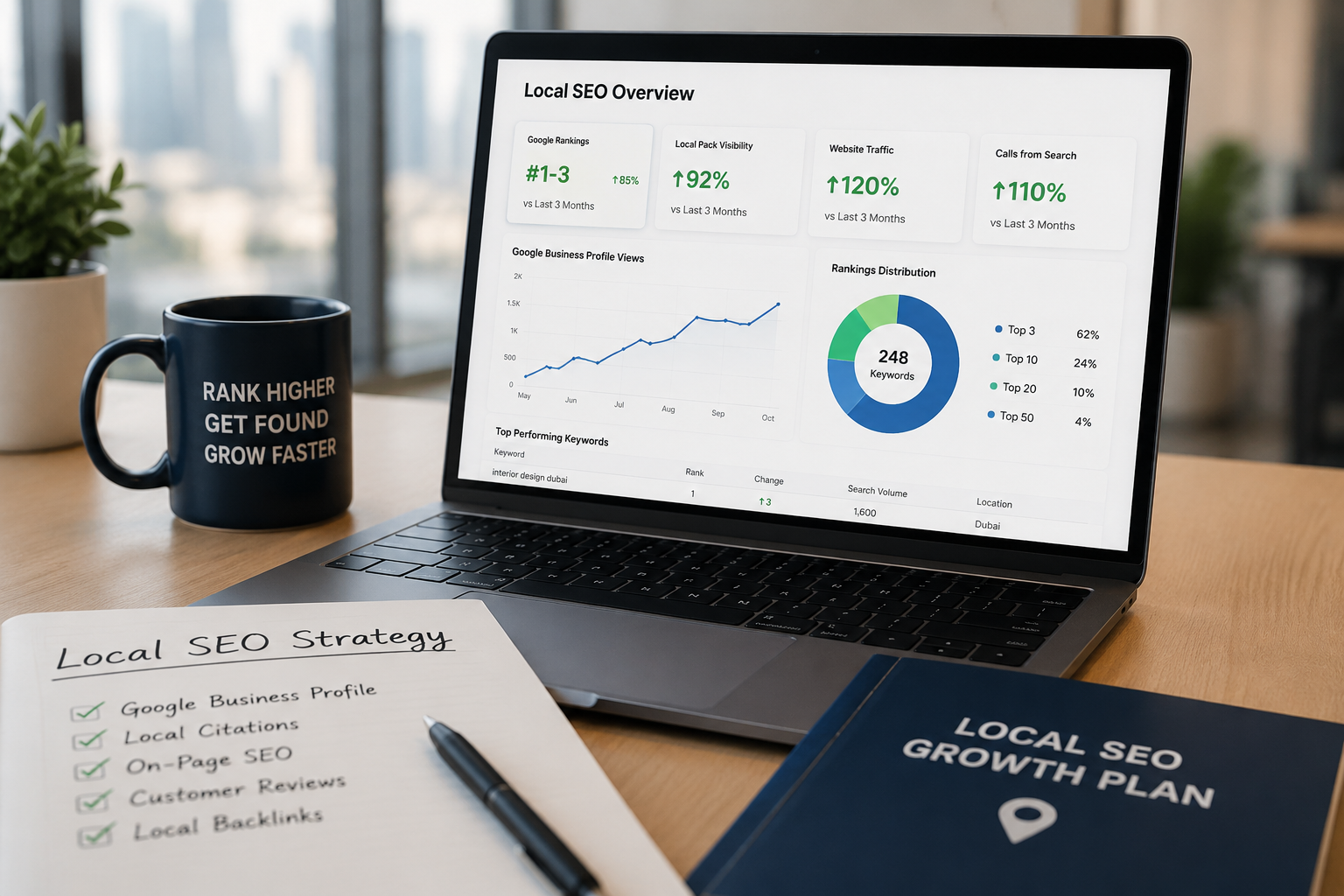 Local SEO growth Dubai improving Google rankings local search visibility and customer reach