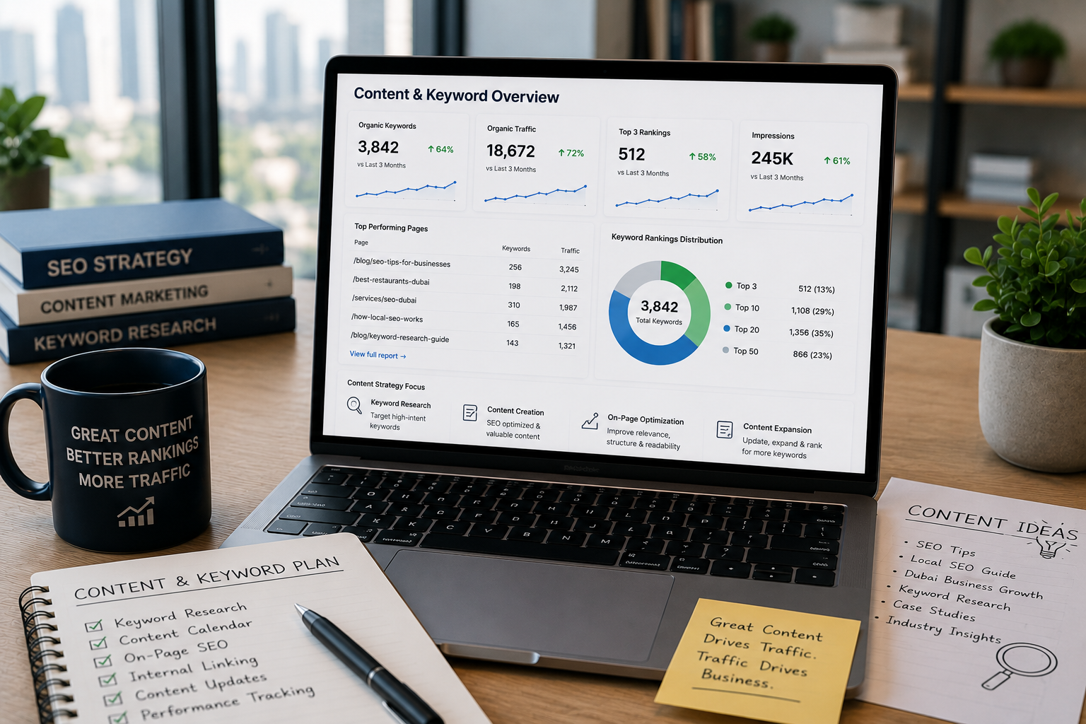 Content and keyword SEO Dubai improving organic rankings keyword visibility and long-term website traffic