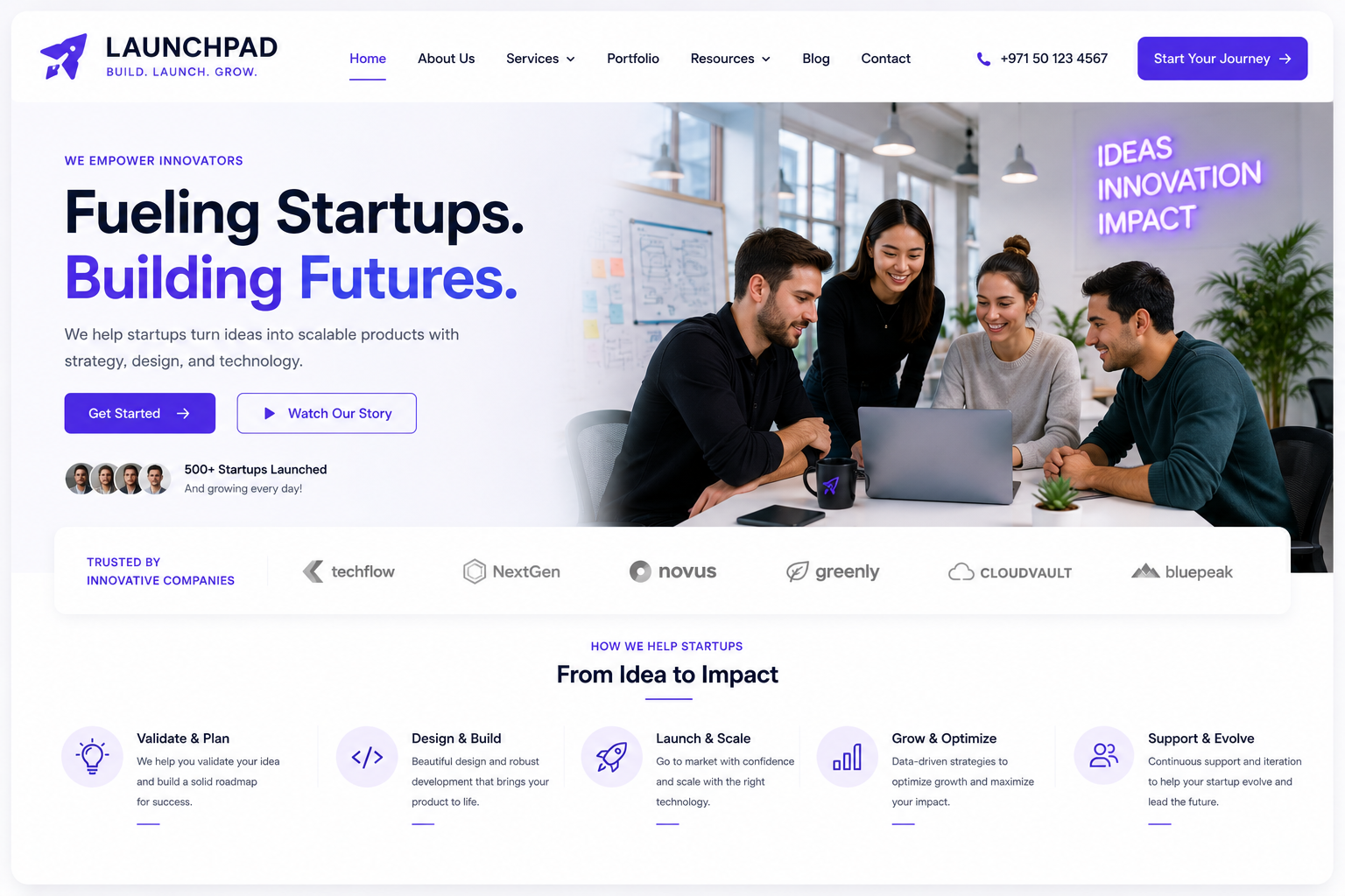 Startup web design Dubai landing page UI UX design and scalable website development UAE