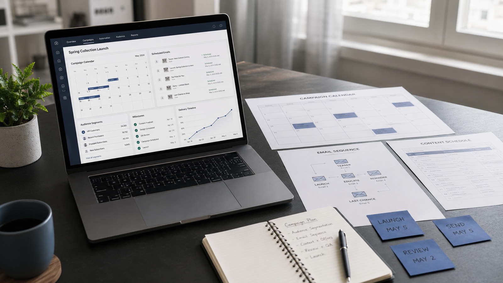 Email campaigns UAE planning with campaign calendar and scheduled email sequence