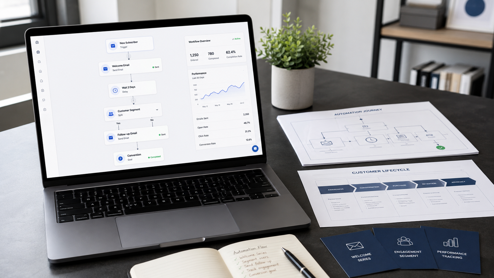 Marketing automation workflow for email marketing Dubai with welcome and follow-up emails