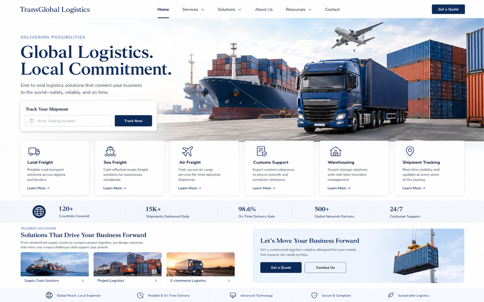 Logistics and shipping website development project by Raanko digital agency Dubai