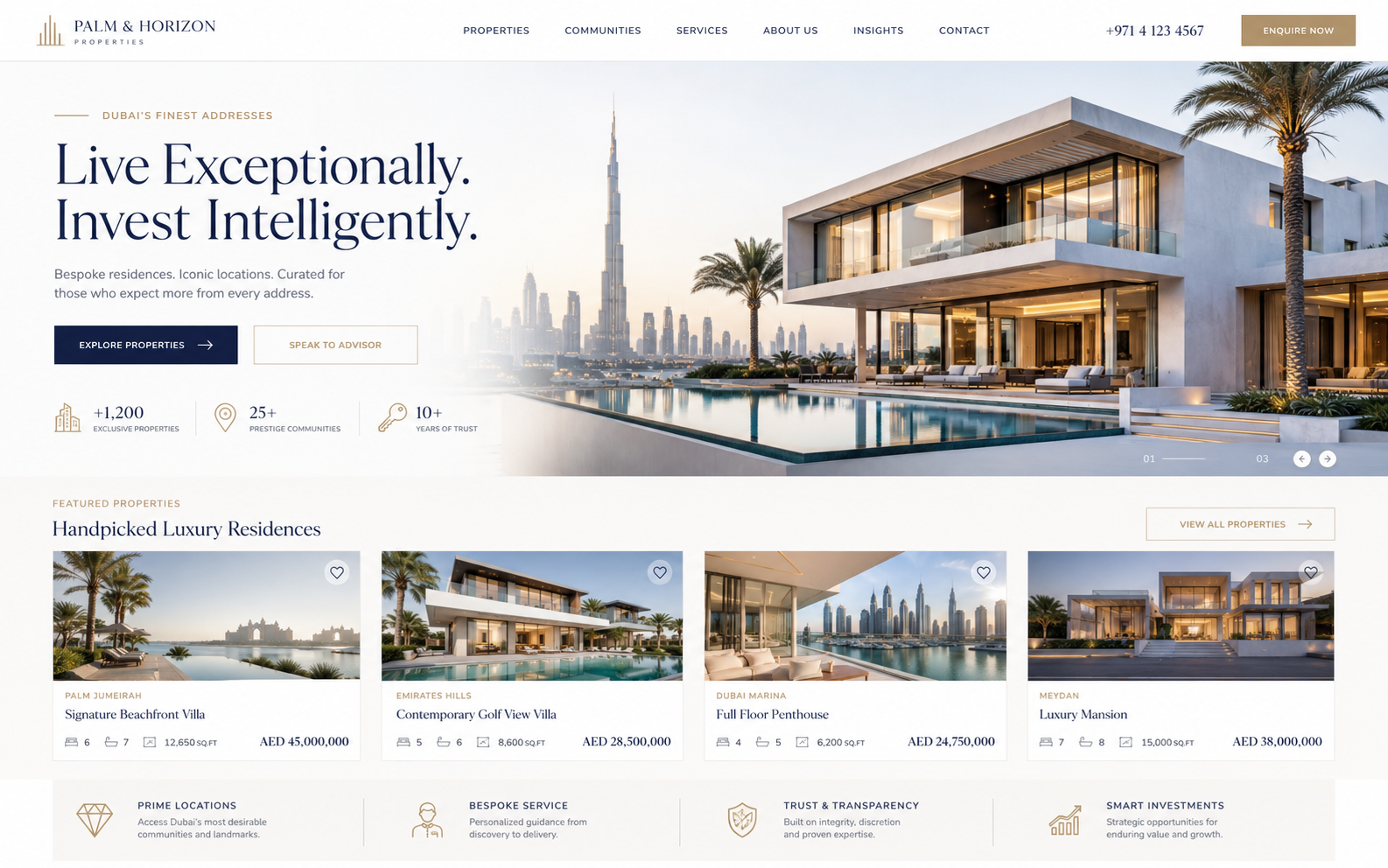Luxury real estate website design project by Raanko web design agency Dubai